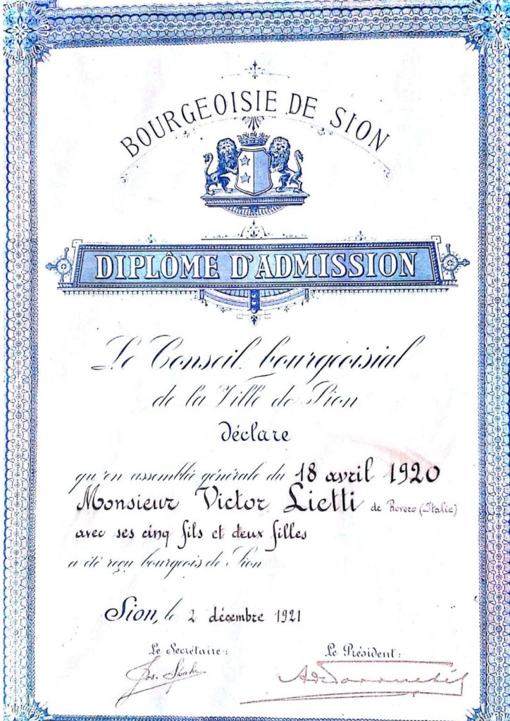 1920 — Bourgeoisie de Sion : l’ancrage