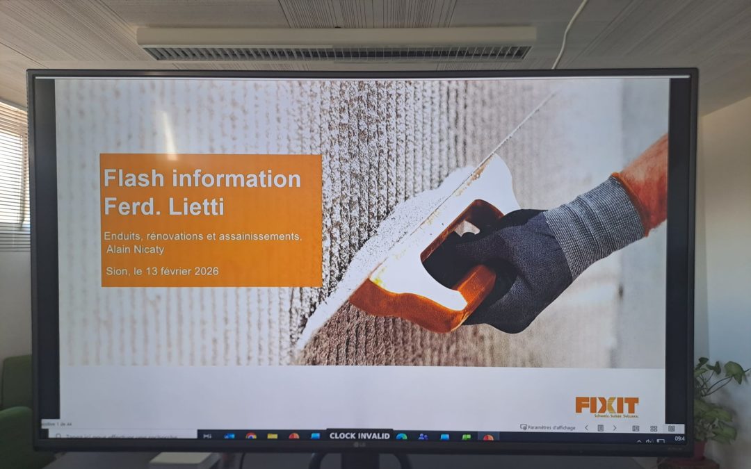 Nous avons accueilli à Sion une session technique dédiée aux enduits plâtre, chaux, chaux-ciment et solutions d’assainissement, avec démonstrations pratiques et échanges métier. Objectif : renforcer les compétences terrain et garantir à nos clients des recommandations fiables, actuelles et applicables immédiatement🚀. Merci aux équipes @fixit_ag et à l’ensemble des professionnels présents. #FerdLiettiSA #Fixit #Partenaires #FormationPro #Bâtiment #Valais #acceuil #news