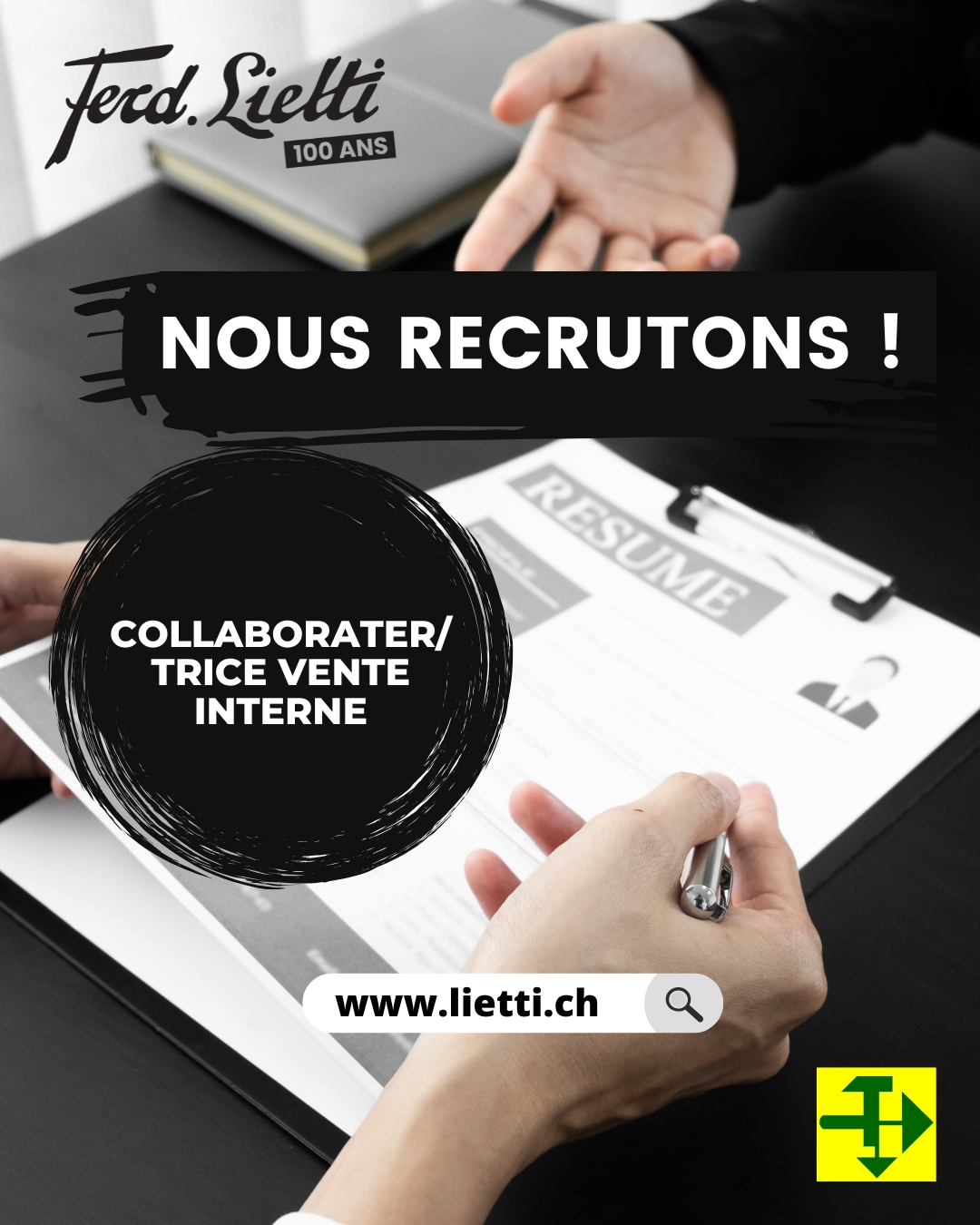 Afin de renforcer notre équipe, Ferd. Lietti SA recherche pour son site de Sion un·e collaborateur·trice vente interne. 📊 Missions : Accueil et conseil à la clientèle Établissement d’offres et suivi des dossiers 🔍 Profil : Expérience en vente interne ou dans le secteur du bâtiment (un atout) À l’aise avec les outils informatiques 📍 Sion 🕒 Horaires selon ouverture de l’exposition et des bureaux (samedi matin inclus) 📅 Entrée en fonction : à convenir 📩 Candidature : s.coccolo@lietti.ch #Recrutement #OffreEmploi #Sion #Valais #VenteInterne #Bâtiment #Construction #FerdLiettiSA #news #acceuil