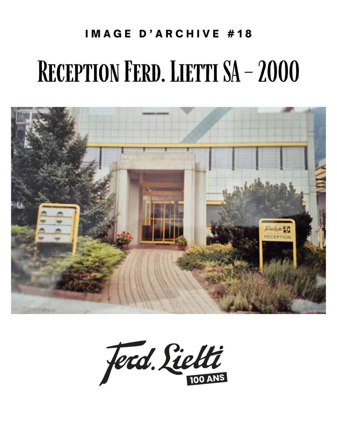 Aujourd’hui, nous avons le plaisir de vous partager une photo de l’entrée de notre bâtiment dans les années 2000. 👉 Qui se souvient de notre réception qui se trouvait alors dans l’actuelle cafétéria ? 📅 Chaque vendredi, une nouvelle archive. #ArchivesLietti #100ansLietti #Sion #Valais #Construction #Patrimoine #100ans #100