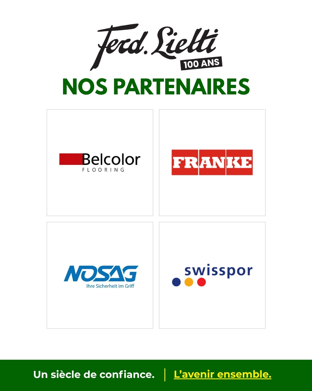 À l’occasion des 100 ans de Ferd. Lietti SA, nous poursuivons notre série consacrée aux partenaires qui nous accompagnent. Revêtements, équipements de cuisine, solutions pour la salle de bains ou encore isolation : chacun apporte son expertise et contribue, à son échelle, à la qualité des projets que nous réalisons. @belcoloragflooring 🧱 Des solutions pour vos sols intérieurs et extérieurs, avec notamment un configurateur en ligne permettant de choisir ses revêtements et de commander facilement des échantillons. @franke 🍽️ Plus de 110 ans de savoir-faire suisse, associant ingénierie de précision, qualité, durabilité et design au service de la cuisine. Nosag 🚿 Des solutions pensées pour apporter sécurité, fiabilité et confort dans la salle de bains, la douche et les WC, avec discrétion et sobriété. @swisspor.ch 🏗️ Des solutions suisses performantes pour l’isolation thermique et l’étanchéité des bâtiments. Un grand merci à ces partenaires pour leur confiance et leur contribution à notre histoire. 👉 Découvrez l’ensemble de nos partenaires : www.lietti.ch/100-partenaires #FerdLietti #Lietti100Ans #Partenaires #Construction #Suisse #Bâtiment #Rénovation #Matériaux #Sanitaire #Cuisine #100 #news #accueil