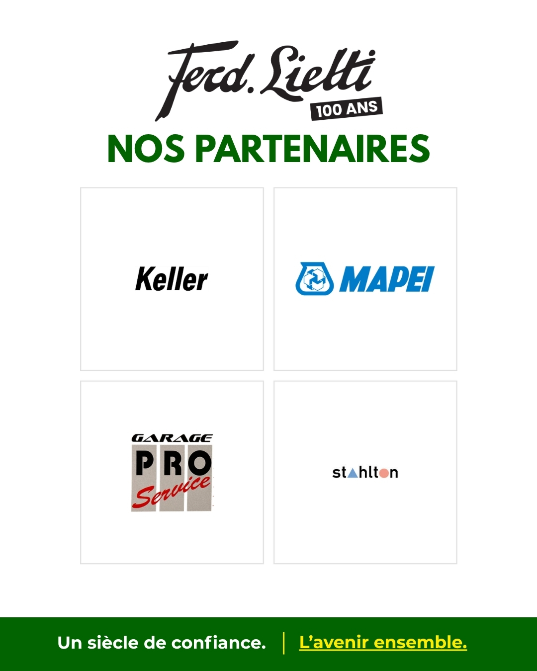 À l’occasion des 100 ans de Ferd. Lietti SA, nous poursuivons notre série consacrée aux partenaires qui nous accompagnent. Des équipements sanitaires aux solutions techniques pour le bâtiment, en passant par les services automobiles, chacun apporte son savoir-faire et contribue à la qualité de notre environnement professionnel. @keller_spiegelschraenke_ag 🚿 Des armoires de toilette de qualité suisse, pensées pour allier fonctionnalité, confort et finition soignée dans la salle de bains. @mapeiswitzerland 🧱 Des solutions techniques pour le bâtiment : colles, mastics et produits chimiques destinés aux professionnels de la construction et de la rénovation. @garageproservice 🤝 Un partenaire de confiance pour l’entretien et la réparation des véhicules, au service de la mobilité au quotidien. @stahltonbauteileag 🏗️ Des produits innovants et multifonctionnels développés, produits et commercialisés pour répondre aux besoins du secteur de la construction. Un grand merci à ces partenaires pour leur confiance et leur contribution à notre histoire. 👉 Découvrez l’ensemble de nos partenaires : www.lietti.ch/100-partenaires #ferdlietti #lietti100ans #partenaires #construction #suisse #bâtiment #rénovation #matériaux #sanitaire #cuisine #100 #news #accueil